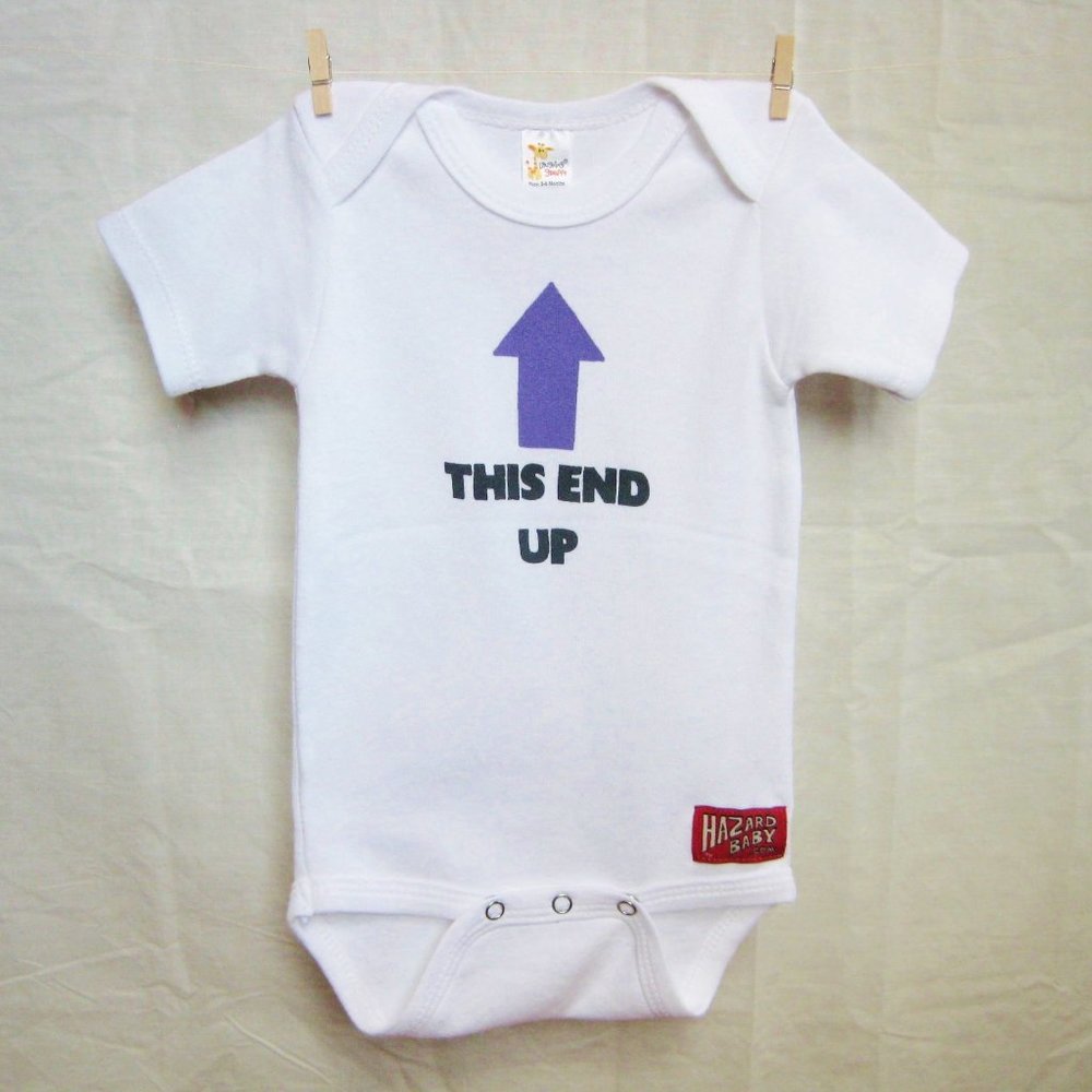 Hazard Baby one piece, white, size 3-6 months